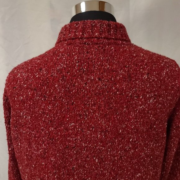 Crazy Horse Liz Claiborne Womens 1 Red Speckled Full Zip Cardigan Sweater Jacket - Picture 10 of 13